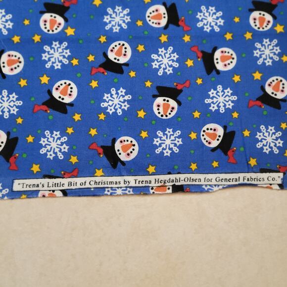Cotton Fabric Snowman Snowflakes Stars Christmas 33" x 42" General Fabrics - Picture 7 of 11